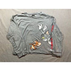 Tom Jerry Shirt Boys 3XL‎ Grey Long Sleeve Pullover Tee Unisex Kids Youth